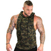 New Men Bodybuilding Tank Tops Gyms Fitness Workout Sleeveless Hoodies Man Casual Camouflage Hooded Vest Male Camo Clothing