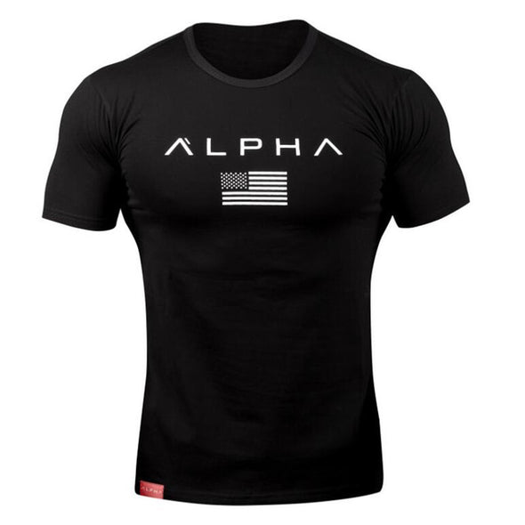 ALPHA 2018 New Brand Clothing Gyms Tight T-shirt Mens Fitness T-shirt Homme Gyms T Shirt Men Fitness Crossfit Summer Top Tees